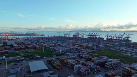 4k广州南沙港货运码头集装箱航拍视频素材模板下载
