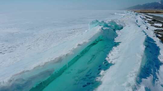 新疆博尔塔拉州 赛里木湖 冰推 航拍