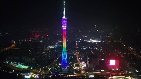 2022广州塔城市珠江新城夜景视频素材模板下载
