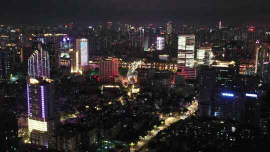 广州越秀区城市夜景与交通