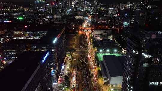 深圳南山区科技园高新园区夜景航拍