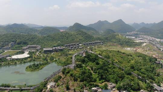 航拍贵州贵阳青岩古镇5A景区