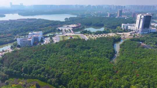 江西南昌大学前湖校区校园航拍风景风光素材