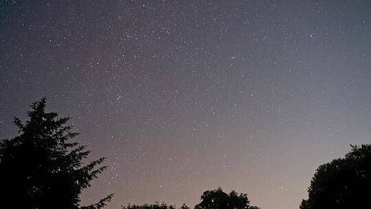 夜晚森林星空流星唯美延时