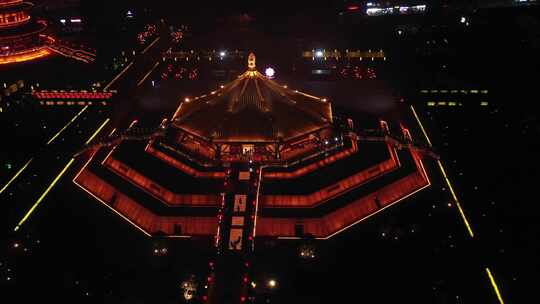 洛阳 夜景 灯光 航拍 应天门景点