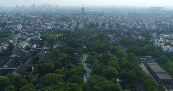 旅游景区 航拍苏州报恩寺塔 夏季 远景