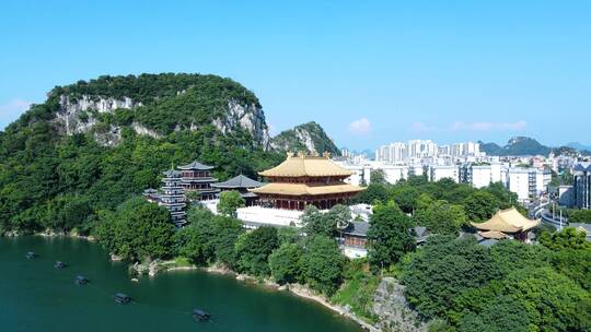 广西柳州城市风光航拍柳江风景