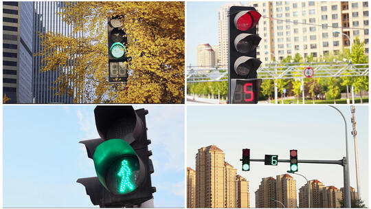 城市交通红绿灯视频素材模板下载