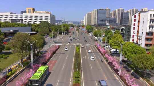 重庆大学城街道交通航拍空镜