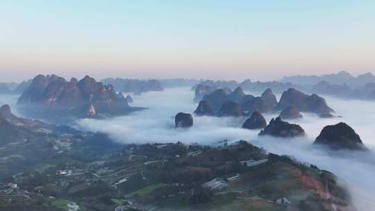 桂林漓江山水日出云海大气日出航拍