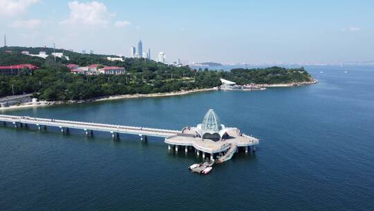 烟台海韵广场栈桥海景航拍