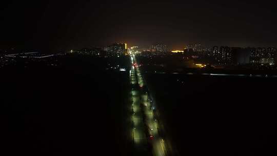 航拍 夜景 过年 年味 年末 夜晚 道路 车辆