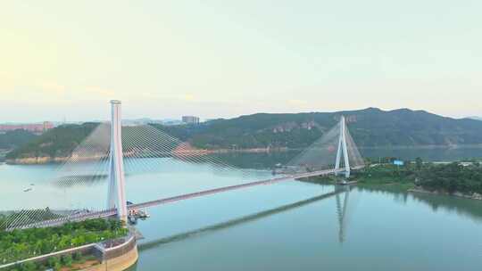 十堰郧县汉江大桥环绕镜头视频素材模板下载