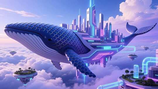 虚拟鲸鱼概念地产高端光影云端城市