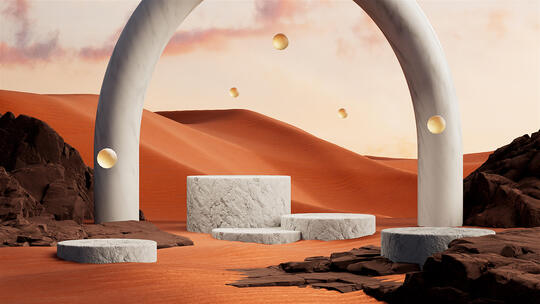 3D自然场景模型沙漠产品展示背景