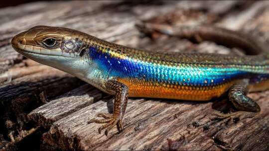 蜥蜴趴在木头上的特写素材