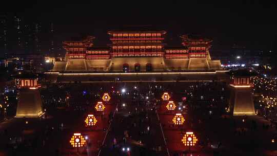 洛阳 夜景 灯光 航拍 应天门景点