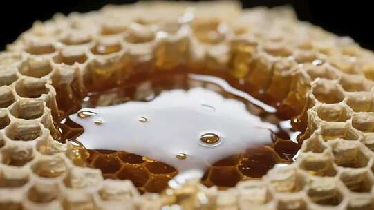 蜂巢中的蜂蜜微距特写