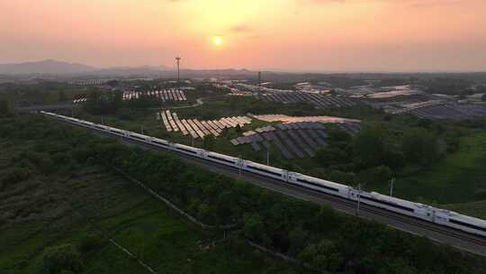 中国高铁穿过村庄田野视频素材模板下载