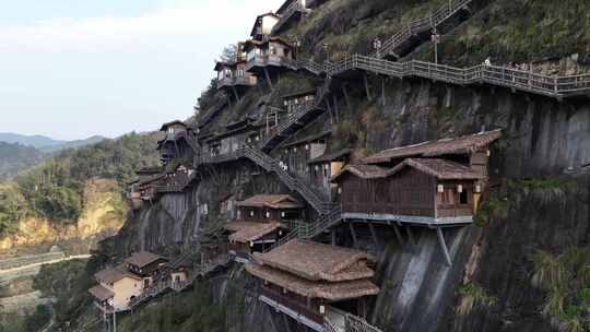 江西上饶望仙谷航拍山谷建筑景观