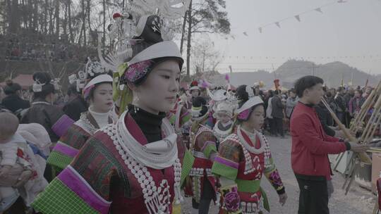 贵州少数民族芦笙会载歌载舞吹芦笙4k视频