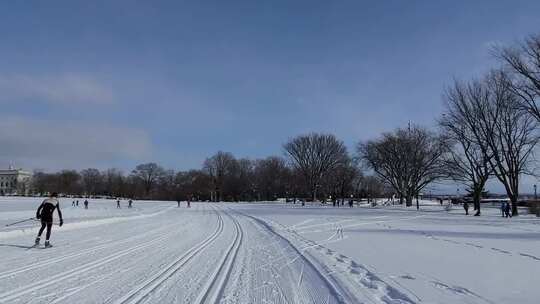 人们在雪地里滑雪