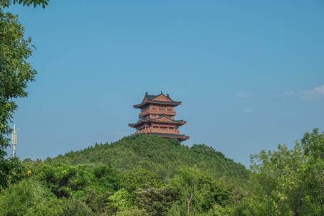 原素材 枣庄大美风光临山公园临山阁延时