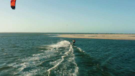 风筝冲浪，冲浪，海滩，跳跃