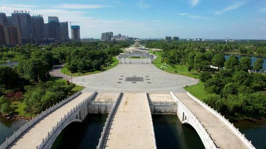 低空航拍江西抚州名人雕塑园