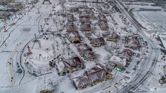 航拍雪后金沙滩