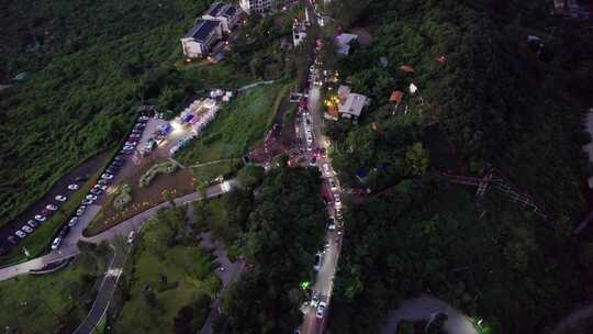 成都龙泉山观景台和龙泉山脉日落夜景航拍