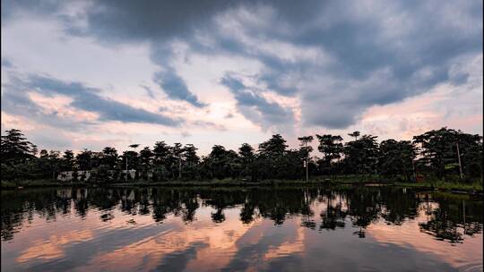 落日晚霞 暴雨来临延时 风光