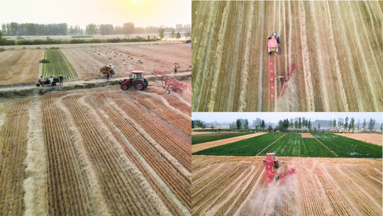 4K乡村振兴农业现代化麦秸秆回收视频素材模板下载
