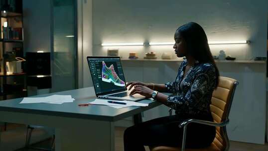 女职员办公室使用笔记本电脑