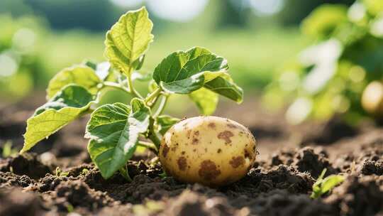 田地里生长的新鲜土豆