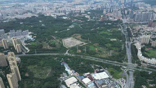 广州番禺长隆城市鸟瞰城乡结合部航拍