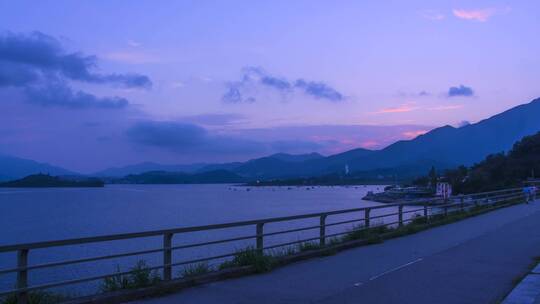 香港大美督海岸堤坝夕阳晚霞唯美延时风景