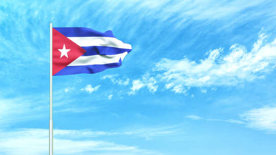 古巴国旗空中飘扬