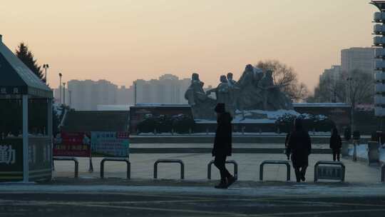 黑龙江牡丹江市八女投江雕像视频素材模板下载