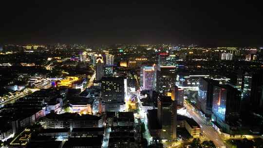 江苏苏州城市夜景灯光航拍