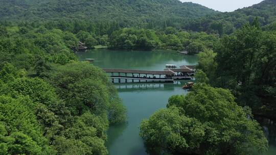 航拍杭州西湖浴鹘湾自然风景