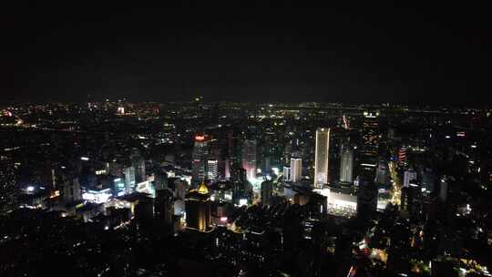 江苏南京城市夜景灯光航拍