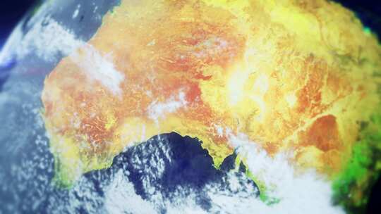 地球旋转并定位缩放澳洲