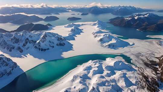 雪山湖泊高空俯瞰美景