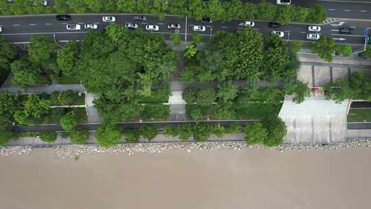 浙江宁波甬江风光高楼建筑航拍