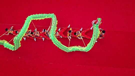 喜庆祥和的舞龙舞狮表演