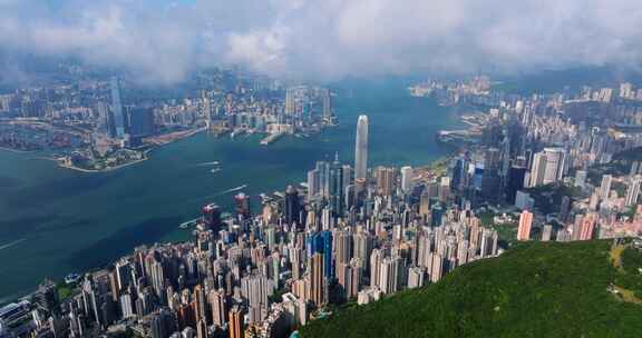 香港航拍港岛穿云大景