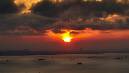 海边夕阳日落航拍8k