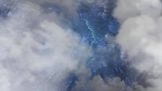 吉林市地图-云雾俯冲勾勒轮廓