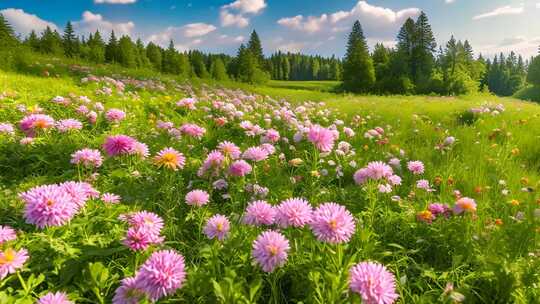 烂漫花海自然风光全景